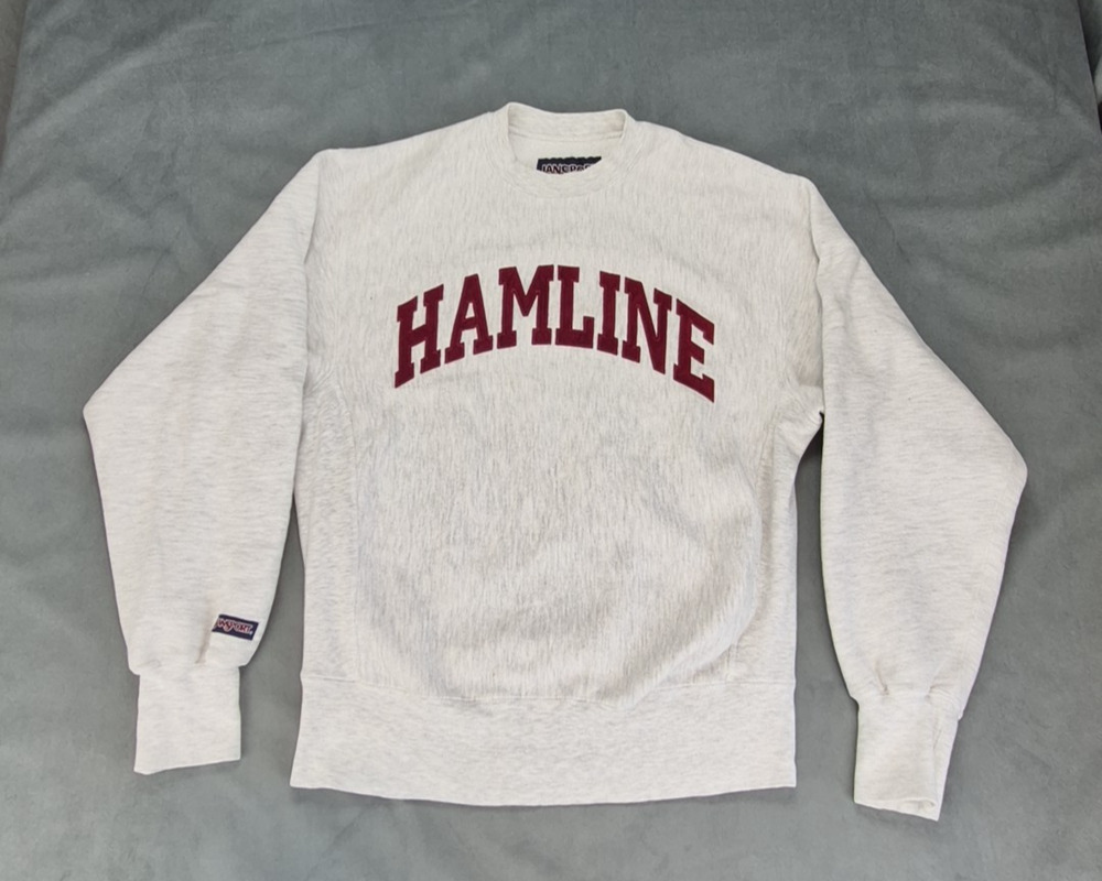 Hamline University Y2K Embroidered Crewneck Sweatshirt Gray Unisex Size M